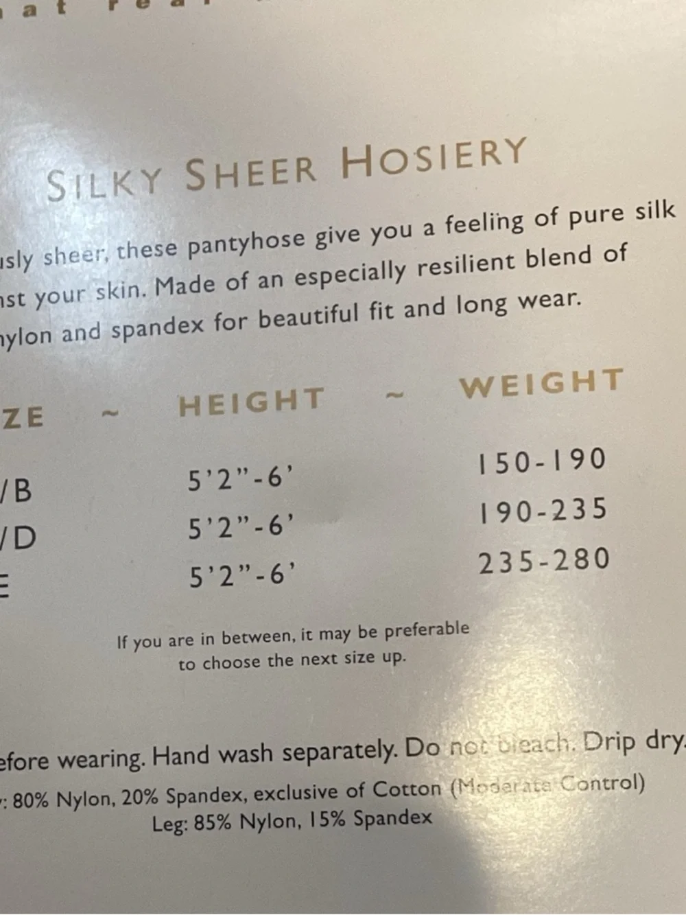 Lane Bryant Black Silky Sheer Control Top Pantyhose Plus Size‎ C/D
